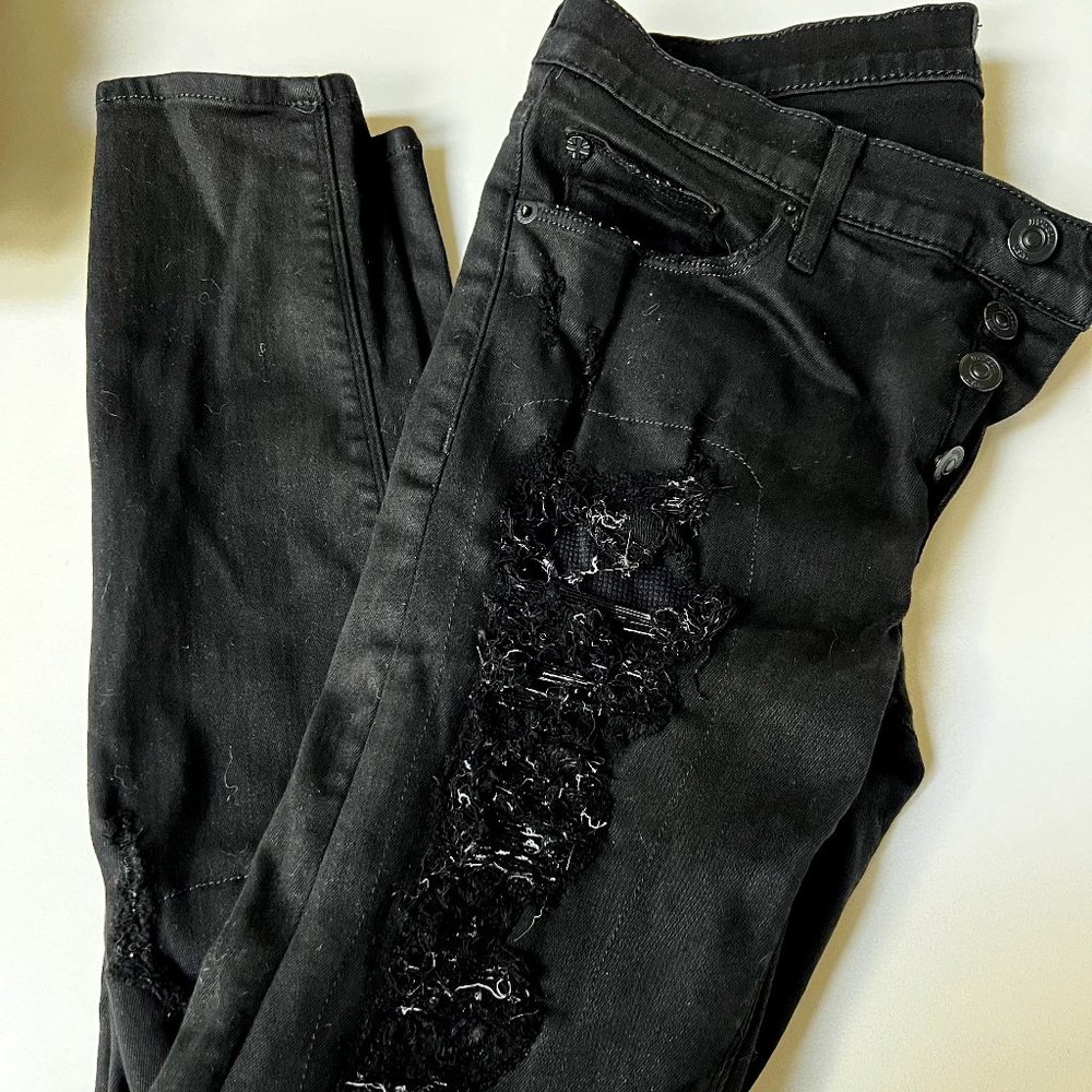 Hudson Jeans, Size 30, Distressed Black Skinny Jeans